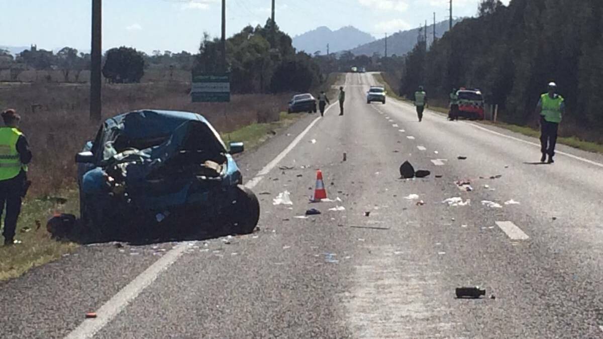 TRAGIC: The scene of the crash on the New England Highway, near Scone, in August.
