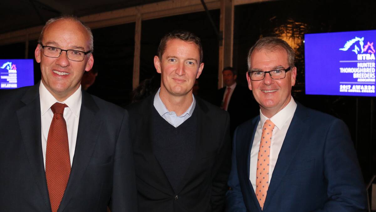 NSW Opposition leader Foley Luke, Hunter Thoroughbred Breeders Association Treasurer Paddy Power. and Deputy Opposition Leader/Shadow Minister for Racing Michael Daley .
