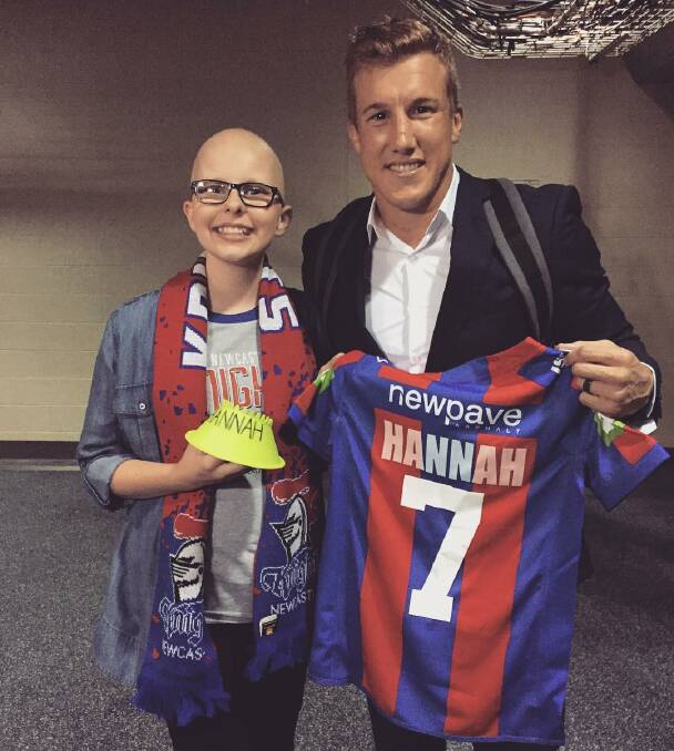 INSTA: @trent_hodkinson I had the honour to dedicate my round 3 #tren7skickforkids To Hannah who loves the Knights, and was able to meet her and her family after the game. A huge thank you to @adidasau @iscsport @petresortsau and Domayne Kotara for Hannah's goody bag.