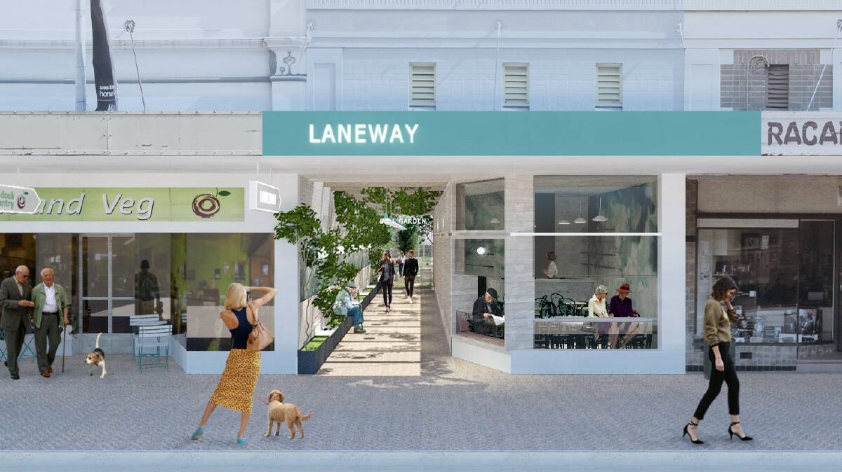 ARTIST’S IMPRESSION: Upper Hunter Architects’ design for the public and commercial space including all-access toilets and pedestrian laneway that Upper Hunter Shire Council will build on Kelly Street.