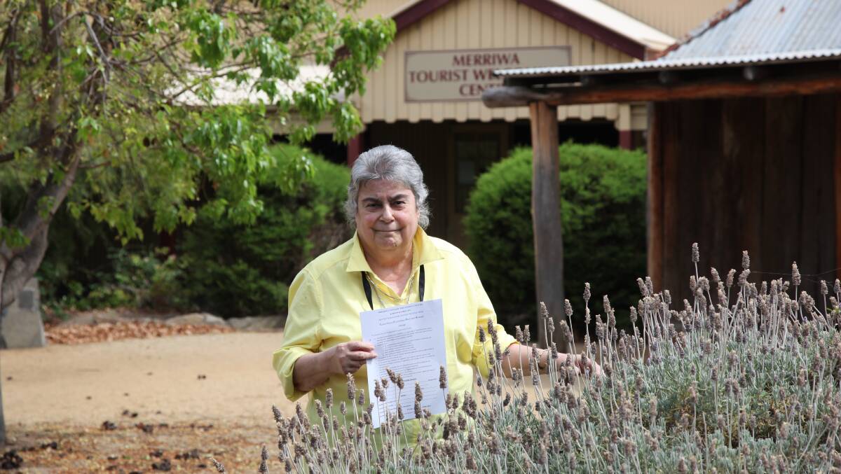 GOOD LESSON: Merriwa Tourist Welcoming Centre and Men’s Shed president Edith Shipway with an application form for a $6000 educational bursary offered to Merriwa students. 