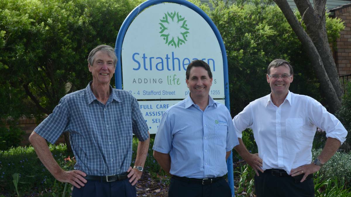 Chairman of the Strathearn Board Gordon Halliday with Strathearn CEO Matt Downie and HammondCare chief executive Dr Stephen Judd