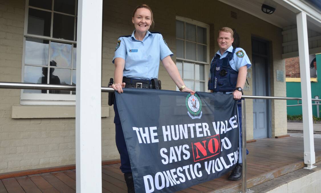 RAISING AWARENESS: Hunter Valley Local Area Command Senior Constable Kate Hobson and Sergeant Ryan Froml are supporting the inaugural March Against Violence this month. Photo: Rod Thompson