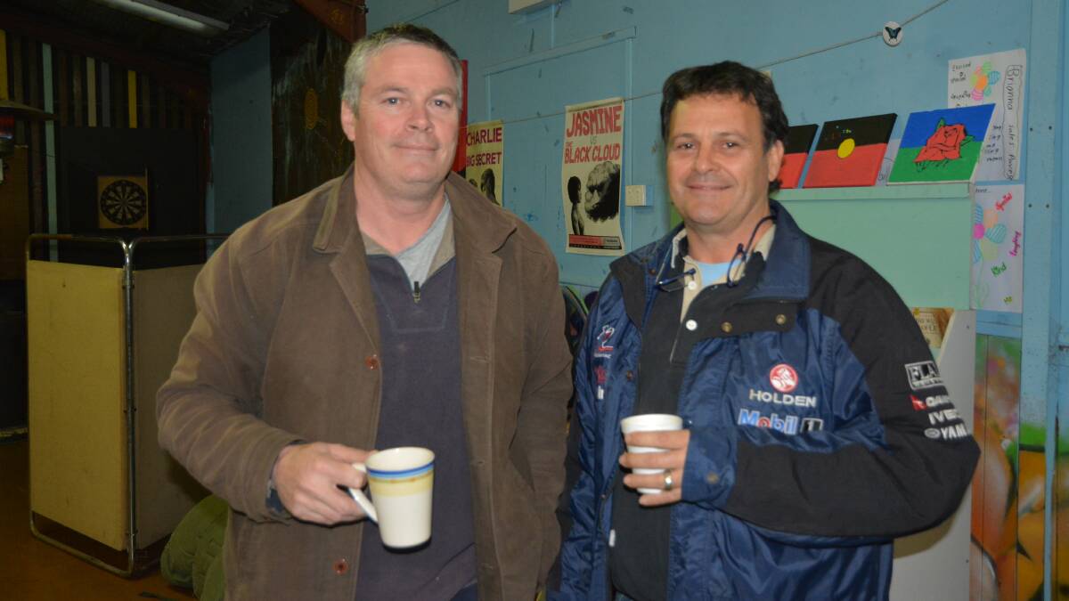 UNCHARTED TERRITORY: Upper Hunter Shire Council general manager Waid Crockett and mayor Wayne Bedggood at the Vinnie's CEO Sleepout at the Muswellbrook Showground on Thursday night.