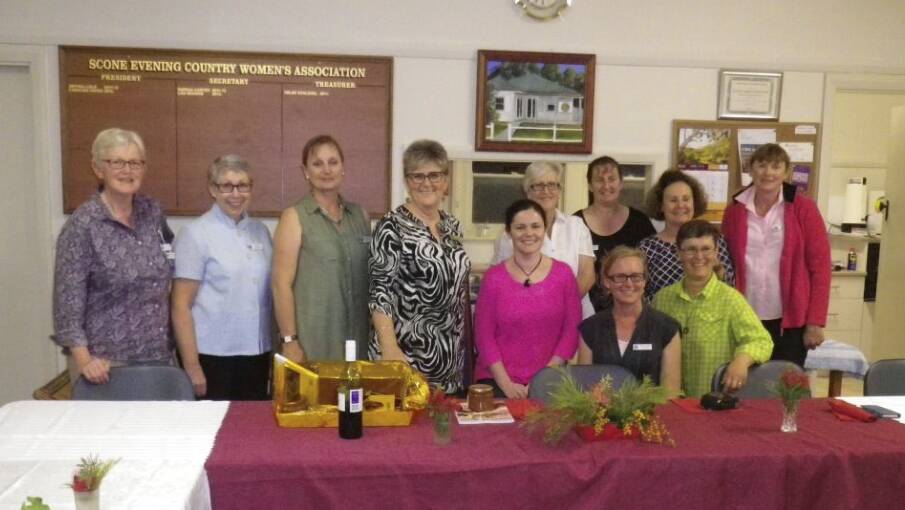 GREAT NIGHT: Back, Marj Watson, Helen Schlegel, Kerry Hindle, Wendy Wright; and, front, Carolyn Carter, Lyn Tout, Caroline Hayes, Tanya Cameron (NSW CWA state president), Rachel McMahon, Linda Russell and Marianne Carter at Scone on Thursday night.