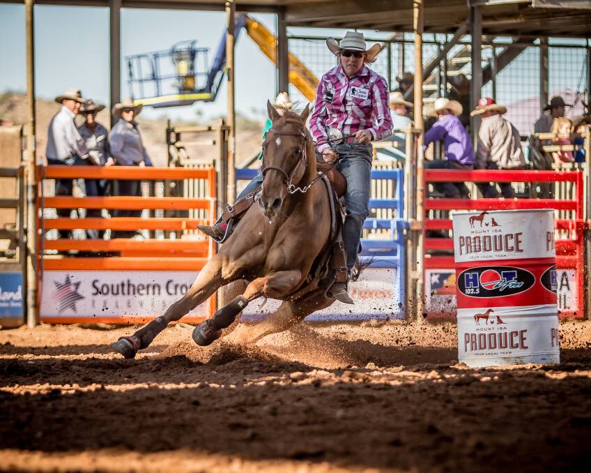 COWGIRL: Jo Caldwell, Murrurundi, came out on top in the barrel race at the K Ranch Rodeo at Mt Hunter on Saturday.