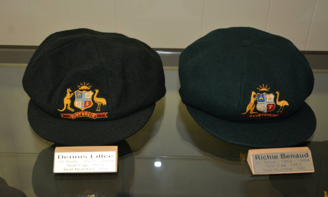LEGENDARY: Dennis Lillee and Richie Benaud's baggy green caps.
