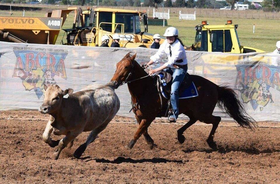 Chloe Atfield competing in the team Campdrafting event. Photo: Supplied