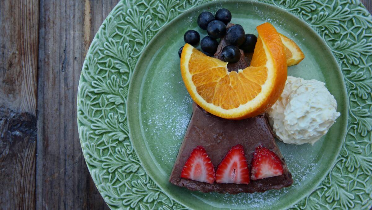 HOW SWEET IT IS: A baked chocolate tart, on a plate like nan would have.