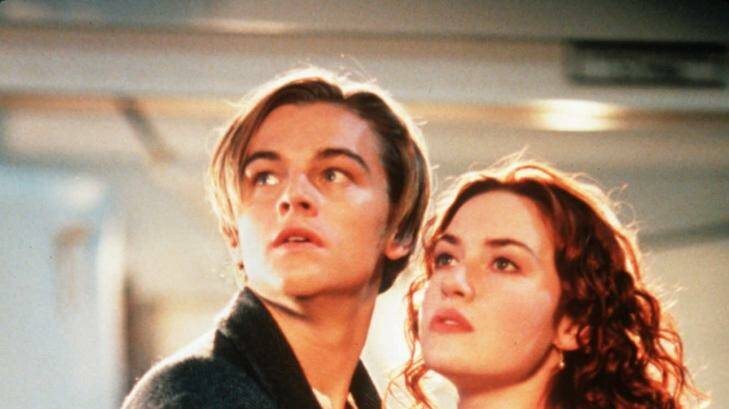Leonardo DiCaprio and  Kate Winslet in the movie <i>Titanic</i>.