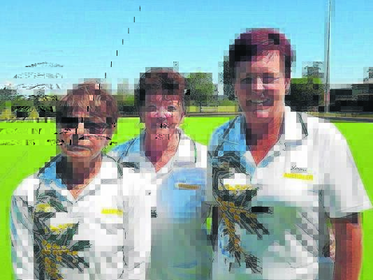 Aberdeen Women’s Bowling Club 3’s winners Kathy Deguara, Karen Englert and Lorena Croft.