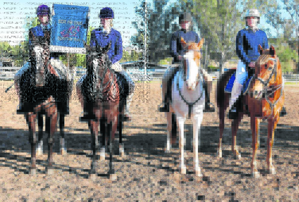 Scone High School team members Anna and Katrina Wilson, Emily-Jane Evans and Jodie Cutler set for a day of horse sports action. 
