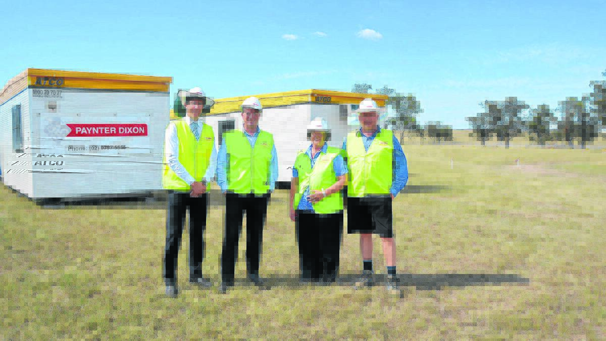 Paynter Dixon project manager Jamie Vlatko, Strathearn chief executive officer Matthew Downie, Strathearn director of care Janelle Birch and Paynter Dixon site manager Brian Shiells at the site on Gundy Road where Strathearn House will start to appear as of next month.