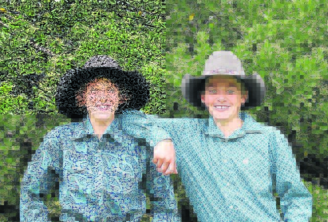 Cheeky grins from two talented cowboys Thomas and Taine Nash of Cassilis who are both in Tamworth this week to compete for their respective junior steer riding national titles. 