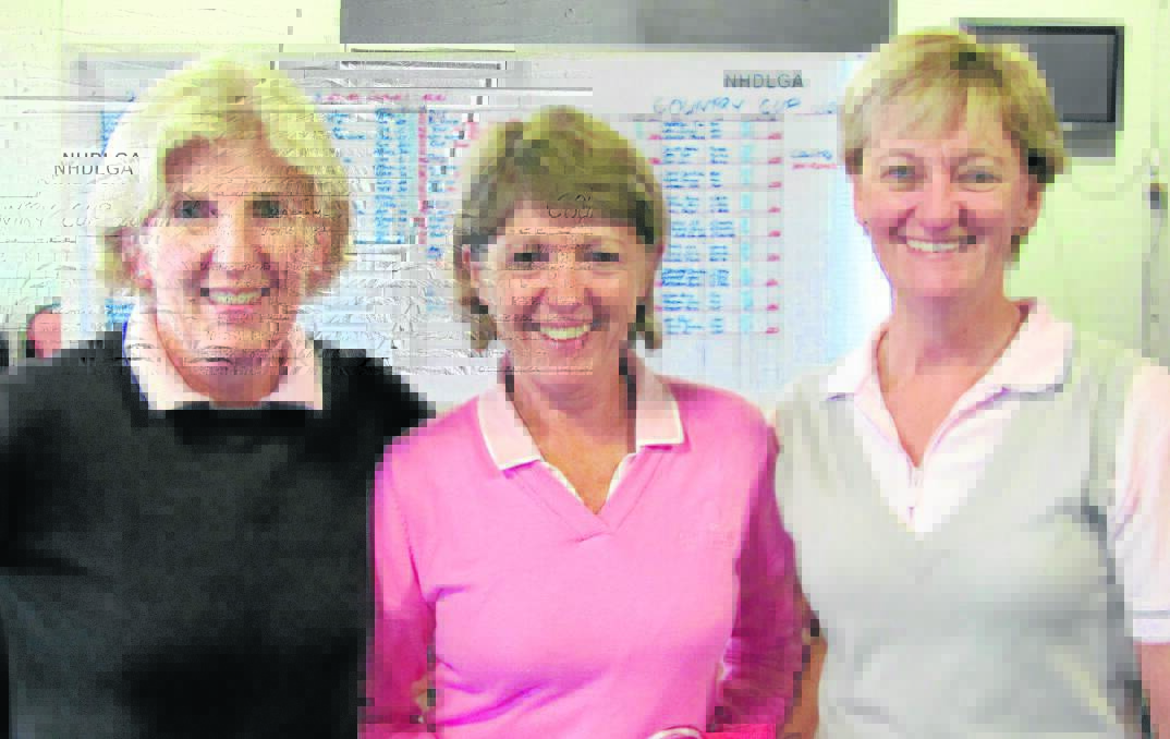 The Scone ladies golf team that contested the NHDLGA Country Cup at Scone Ruth Wallace, Julie Leckie and Lyn Banks.