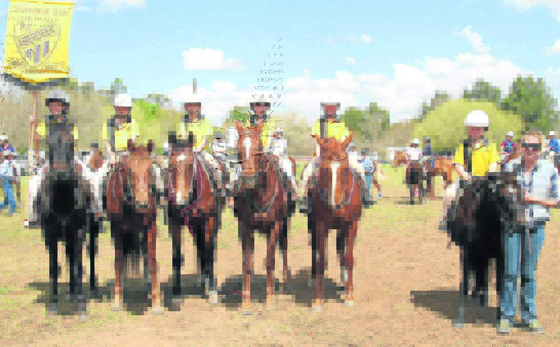 Aberdeen Public School’s team members Luke Davis, Toby Brooker, Candy Brooker, Harry Davis, Mikayla Croft and Jordan Hall (led by mum Courtney) were  honoured to compete at their school’s first horse sports competition earlier this month. 