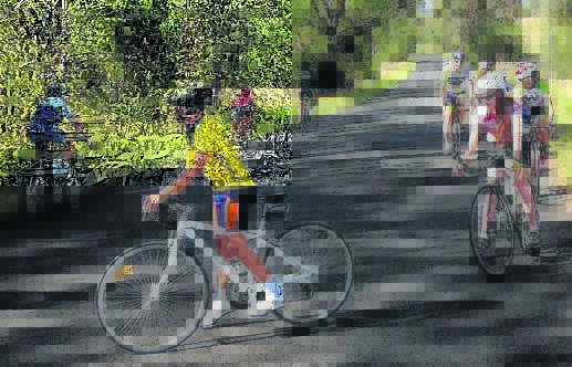 Scone youngsters Harry Schumaker at the turnaround followed by Darcy Pittman during the cycle with Muswellbrook Cycle Club on the weekend. 