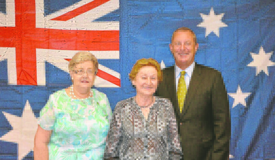 Former Citizen of the Year Ann Martin nominated Scone’s Muriel King for an Australia Day Award. They are pictured with Upper Hunter Shire mayor Michael Johnsen at the morning tea. 