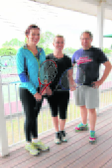 Merriwa Tennis Club members Tessa Roe, Beck Hopkins and president Robert Smith are looking forward to turning the switch on the new lights at the Merriwa Tennis Club courts.  