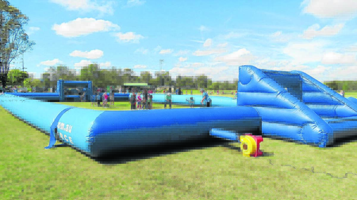 Youngsters took the opportunity to have a taste of hockey on Saturday in the giant  inflatable field at Scone Hockey. 