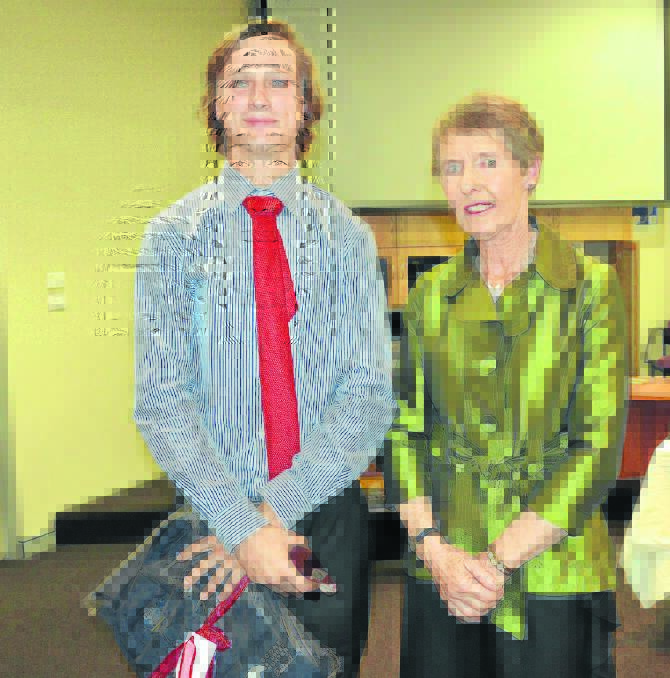 The 2015 Scone and Upper Hunter Horse Festival Young Achiever Jarrod Boyle and VIP Susan Bettington at the official opening night last week.