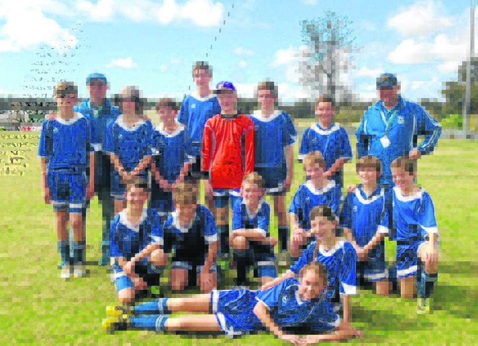 The Under 13s team (back) Cody Faulks, coach Jamie Catzikiris, Max Thackeray, Travis Smith, Lachlan Cheshire, Blair Jackson, Lachlan Buckley, Marcus Collins, manager Ronnie Tillemans, (middle) Braedy Shields, Colby Sutherland, Patrick Tillemans, Alex Catzikiris, Alex Buckley, Etyhan Paine, (front) Leah King and Caitlyn Whitehead.