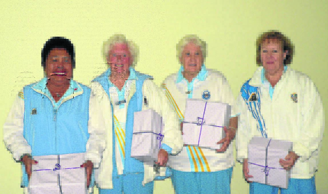 Scone Women’s Bowling Club Gala Day winners Rebecca McLoughlin, Joan Davidson, Val Crandell and Jo Webster.