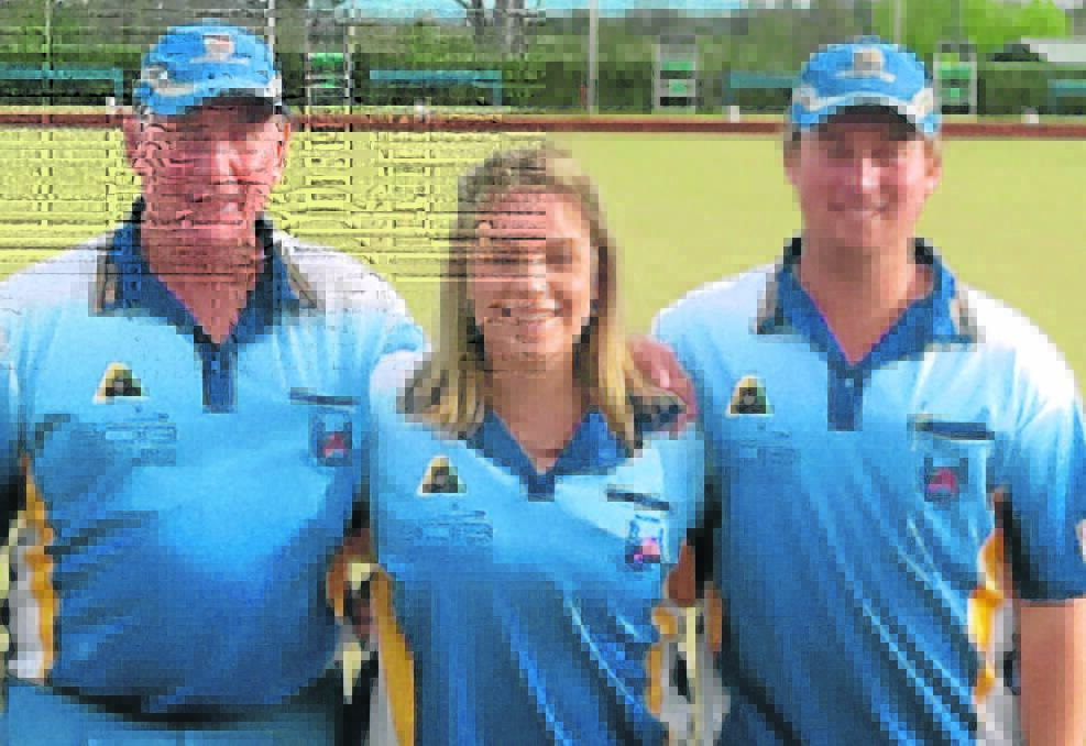 The Scone Men’s Bowling Club mixed 3s champions Reg, Emily and David Riley.