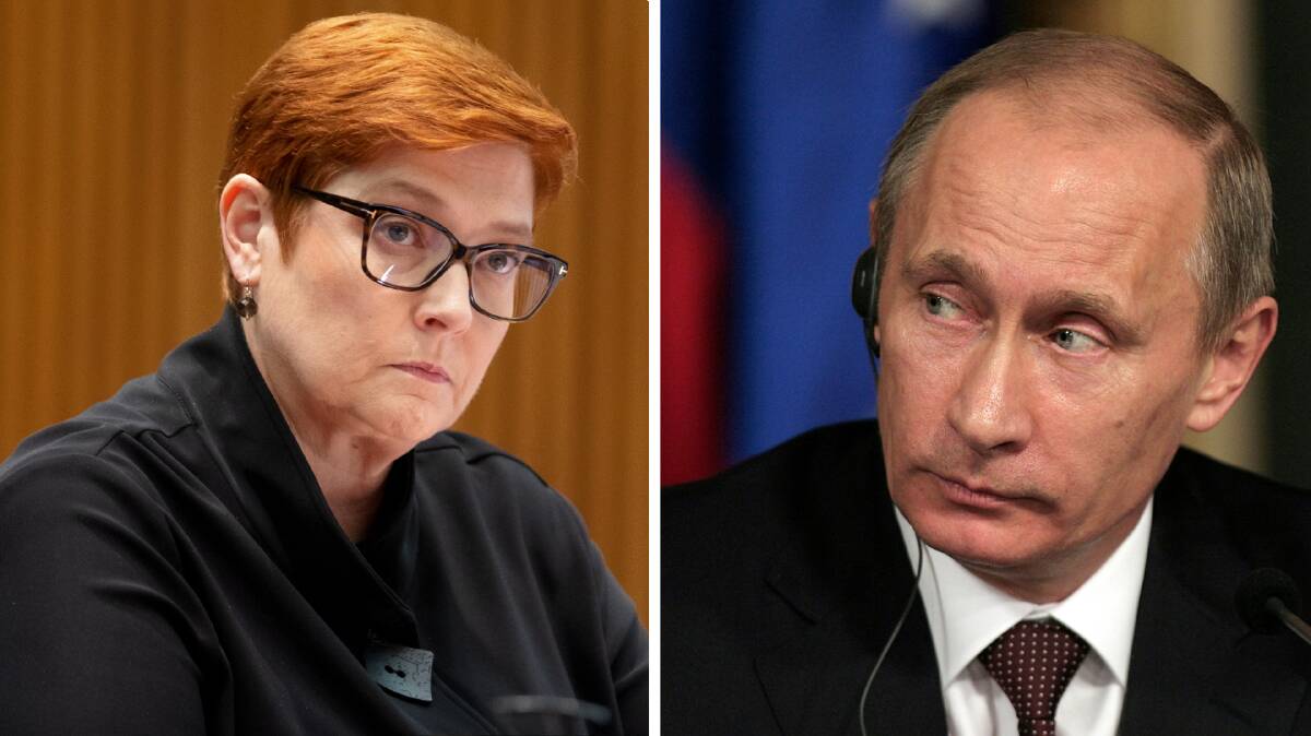 Foreign Minister Marise Payne (left) and Russian President Vladimir Putin (right). Picture: Sitthixay Ditthavong, Shutterstock