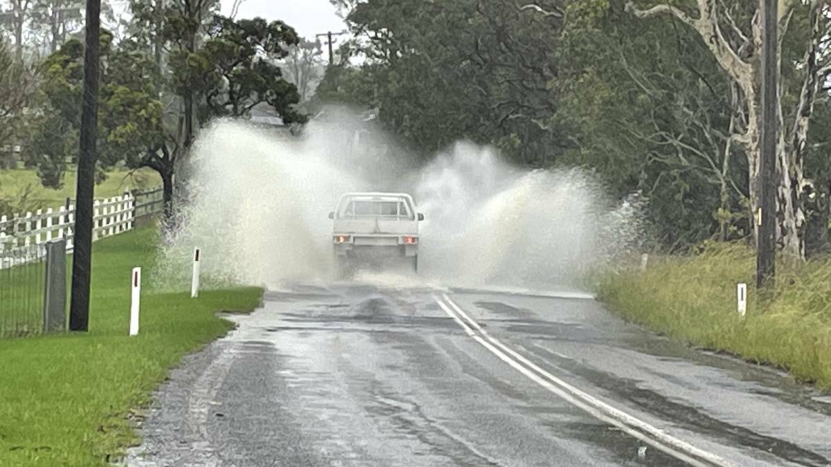 Water over the road at Worrigee in the Shoalhaven on Wednesday. Picture: Supplied