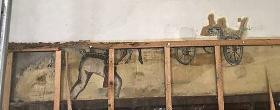 HISTORY: A mural on Kelly Street uncovered during early works on the Scone CBD revitalisation project. Picture: Supplied