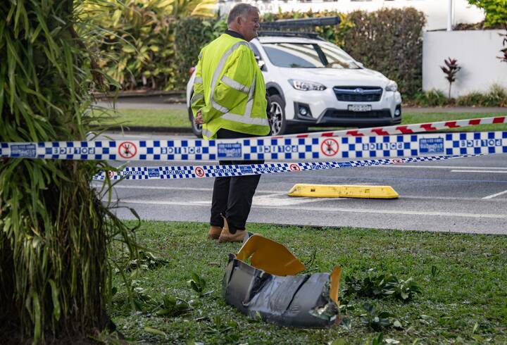 Debris from a helicopter is seen after it crashed into the roof of the DoubleTree by Hilton Hotel, in Cairns on August 12, 2024. Picture AAP Image/Brian Cassey
Debris from a helicopter is seen after it crashed into the roof of the DoubleTree by Hilton Hotel, in Cairns on August 12, 2024. Picture AAP Image/Brian Cassey