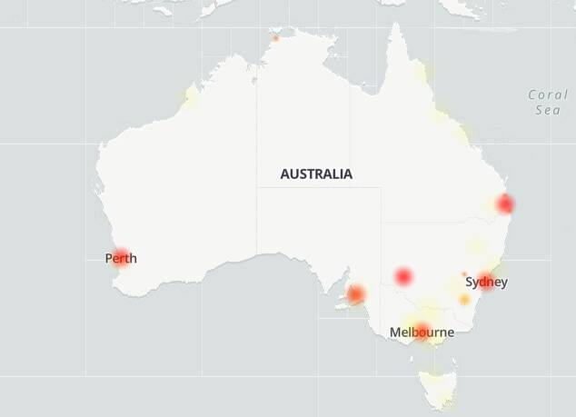 A heatmap of areas most affected by ANZ outages on September 29. Picture via Downdetector