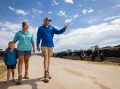 Sherrie and Reagan Hamilton with their son Thomas, Tickawara Farm, Wakool in the western Murray region of NSW. Picture supplied.