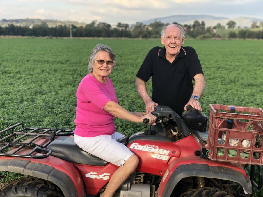 DEEP SOILS: Stephanie and George Canvin on their Hunter River irrigation farm at Aberdeen which could be impacted by the reopening of Dartbrook mine. Photo supplied.