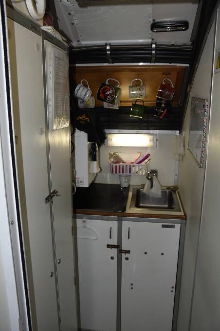 Keen for a cuppa? Here's where you make your own on board the HMAS Dechaineux. Photo: NADINE MORTON111618nmsub5