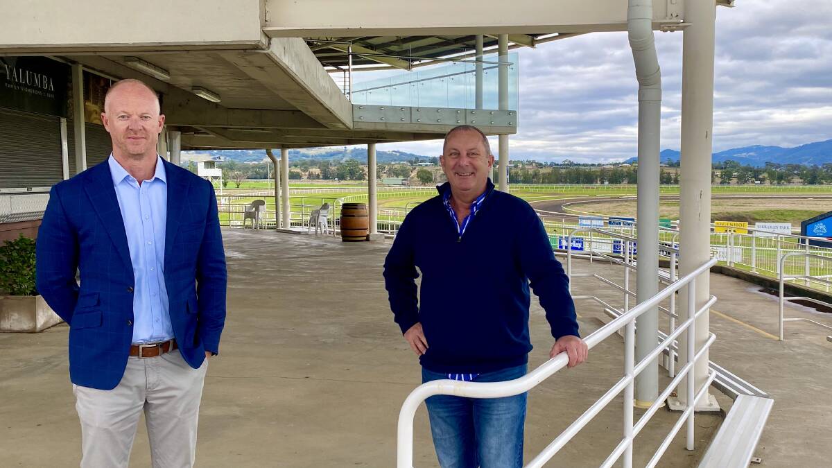Scone Race Club chief executive officer Heath Courtney and Upper Hunter MP Michael Johnsen