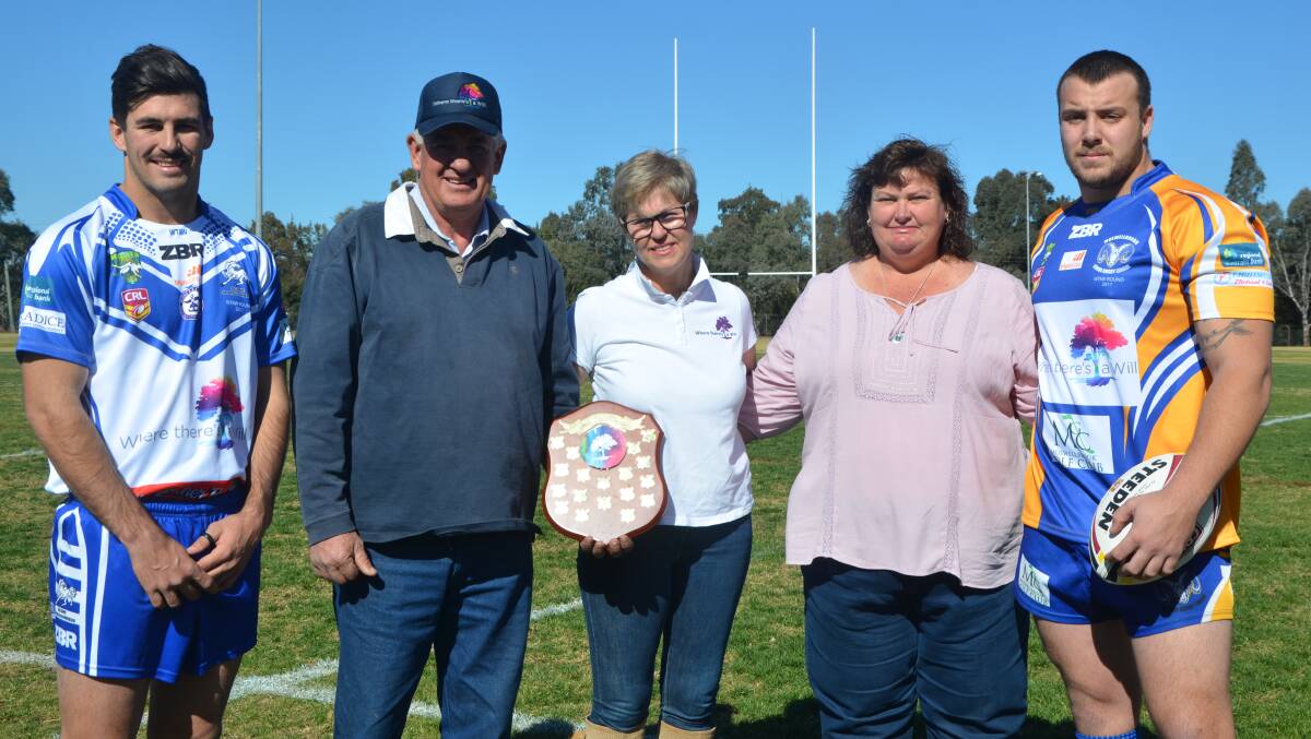 BIG DAY: Scone Thoroughbreds' Tim Smith, Where There's A Will co-founders Hilton and Pauline Carrigan, Donna Taylor and Muswellbrook Rams' Dylan Thorne.