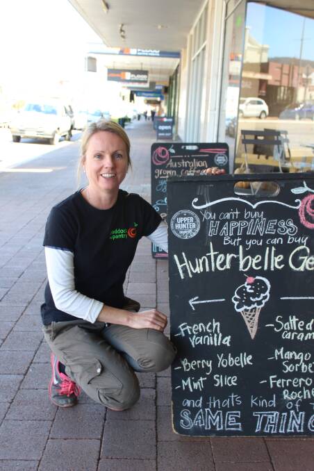 Cherie Dykes of Paddock to Pantry shows how the Upper Hunter Country stickers have been incorporated on the chalkboards