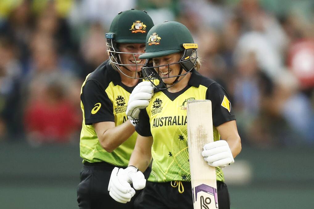 Beth Mooney (left) and Alyssa Healy were at the centre of history in the T20 World Cup final. Picture: Getty Images