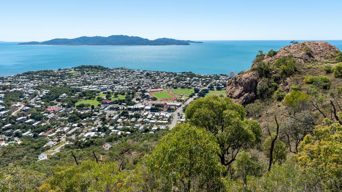 The view across Townsville to Magnetic Island from Castle Hill.