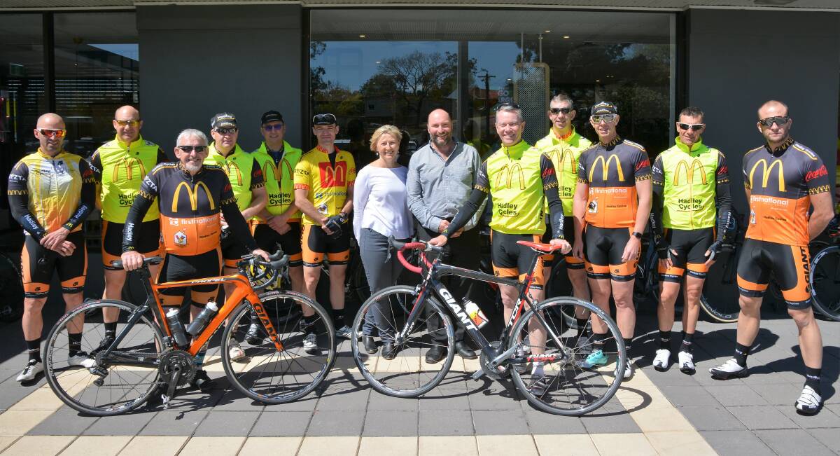 PEDDLE POWER: The riders stop in Muswellbrook after leaving from Scone on Friday morning for their second last leg of the journey from Inverell to Newcastle.
