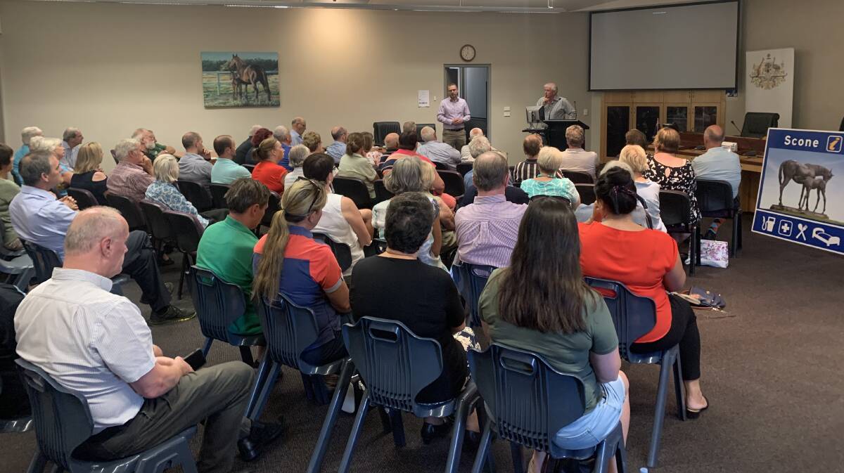 The community meeting at the Scone Council Chambers was well-attended on Tuesday night.