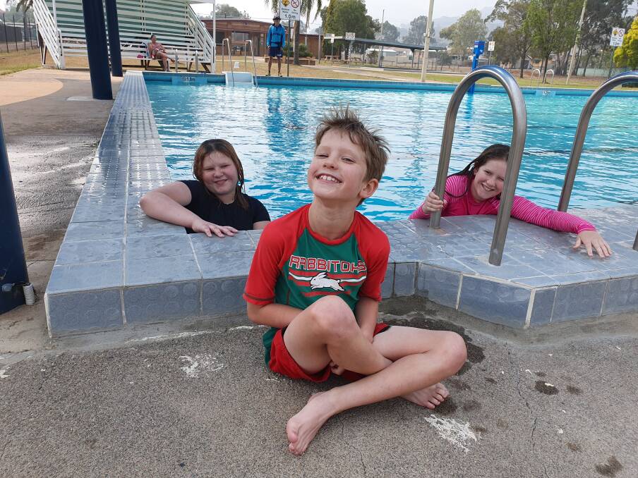 SPLASH: Reagan, Cooper and Madison Taylor beat the heat at the Murrurundi War Memorial Swimming Pool when it officially opened for the 2019/20 season on the weekend.