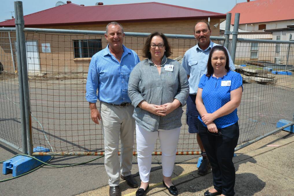 WORK BEGINS: Upper Hunter MP Michael Johnsen, Health Services Manager Judith Bernasconi, Facility Planner Melissa Crain and Maintenance Supervisor Peter Cutler at the site of the future Scone Day Recovery Centre on Monday . 