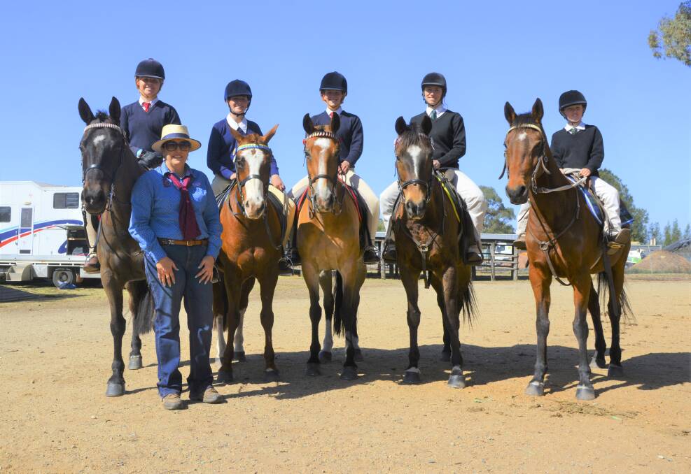 SADDLE UP: Merriwa Interschool Horse Sports Association President Clare Martin (front) with competitors Annie Irwin, Emily Ninness, Nicole Martin, April Lawler and Tori Cater on Friday. 