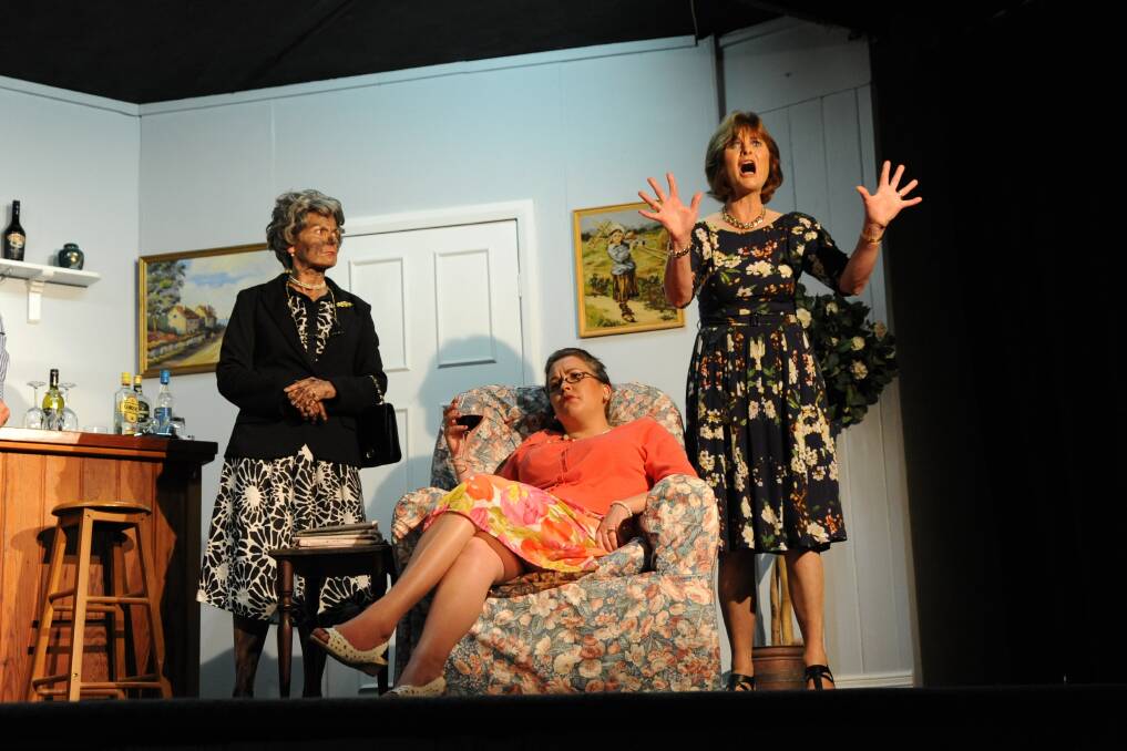 Marion McLoughlin, Kath McLoughlin and Sally Mitchell from the Upper Hunter Moonan Mummer's 2015 production 'The Booby Trap'.