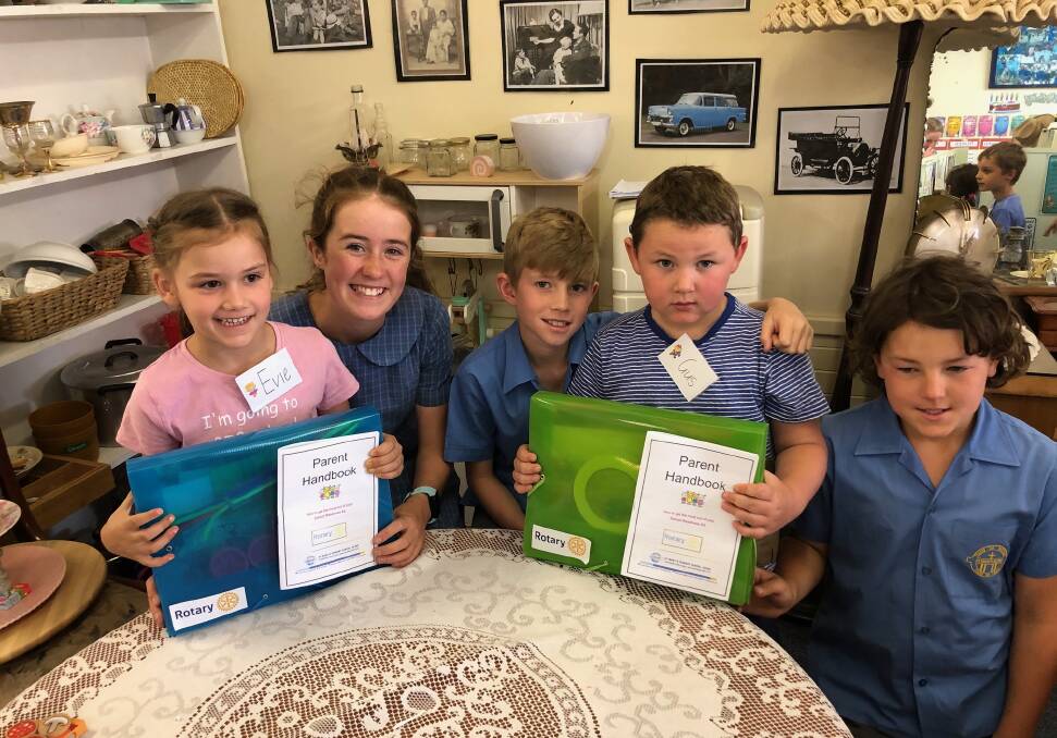 FUTURE STUDENTS: Future St Mary's Primary School Scone students with their Scone Rotary sponsored learning packs and their Year 5 buddies on Tuesday. 