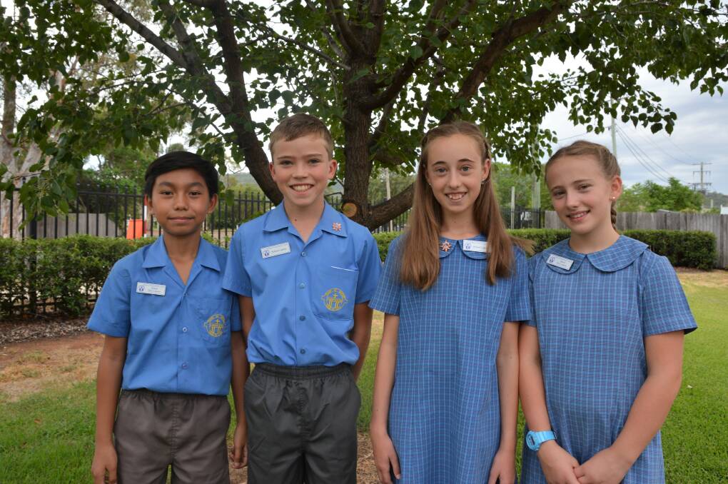 SCHOOL LEADERS: Vice-captain Panhasak Thong, school captains Henry Buffier and Milly McRae with vice-captain Gabby Widdis.