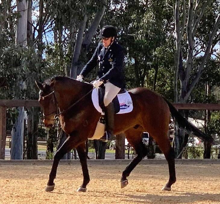 Scone equestrian rider Andrew Driffield aboard Toolbag at the RDA NSW State Dressage Championships in Sydney. 